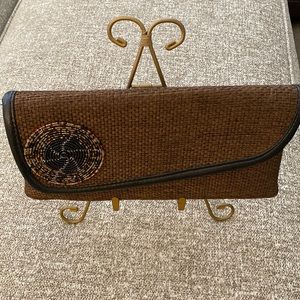 Brown Jute Clutch Bag